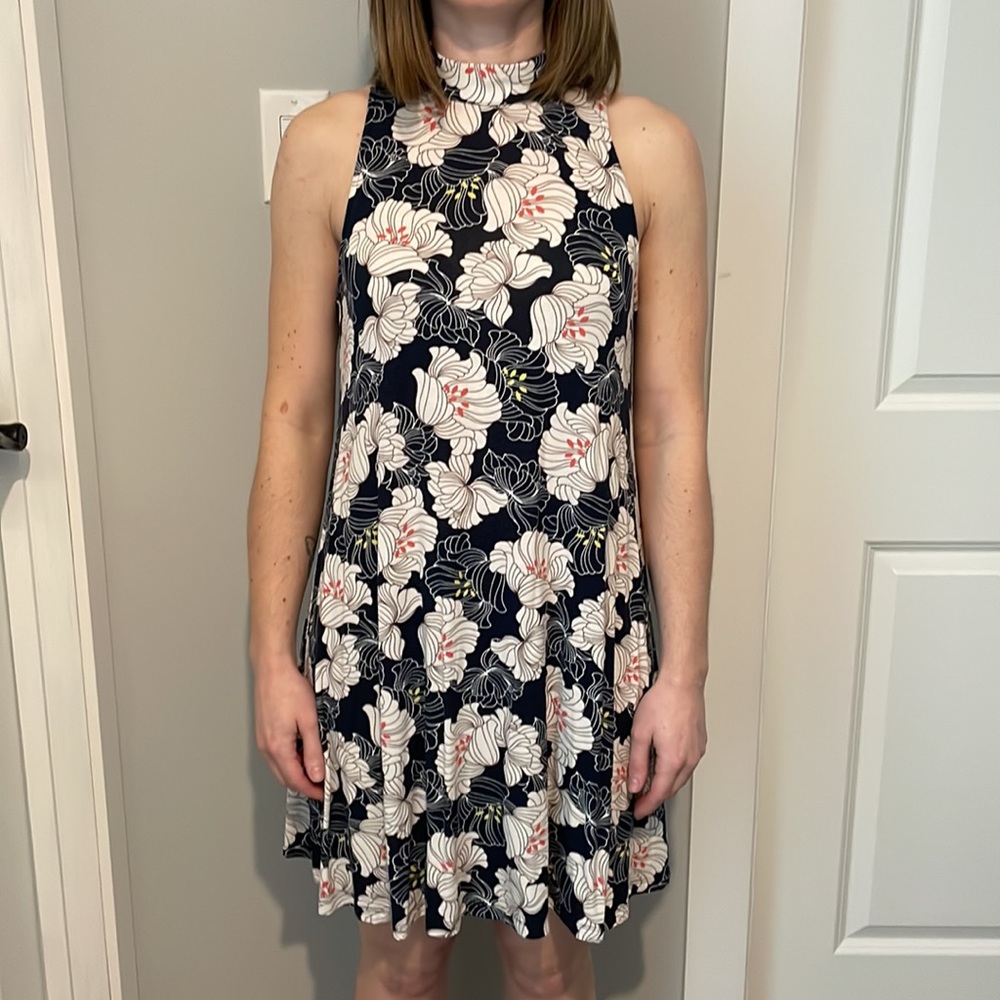 High neck floral dress